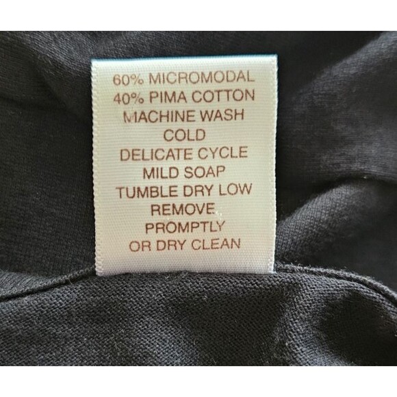 PERUVIAN CONNECTION Black 3/4 Sleeve Pima Cotton Blend Gathered Waist Dress Sz M - Picture 7 of 7